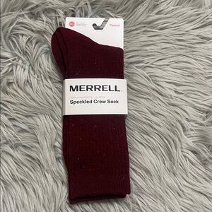 Merrell Dark Red Speckled Crew Socks